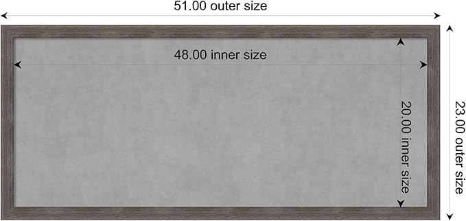 Amanti Art Grey Framed Magnetic Board 23x51 Oversize Vision Board for use with Magnets, 100% Metal Sheet to Display Items as Office Decor or for Home Organization in mudroom, Kitchen or Kids Room