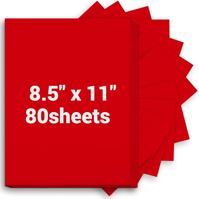 Cardstock Paper, Red Cardstock 8.5x11, 80 Sheets Christmas Card Stock, 200GSM Thick Printer Paper 8.5x11, Red Blank Card Stock Paper for Greeting Cards, DIY Cards, Wedding Invitation, Postcards