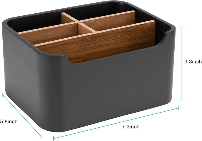 SZYRL Stylish Desk Organizer and Remote Control Holder in Black - Keep Your Workspace Tidy and Organized, Multi-Purpose Storage for Office Desktop Coffee Table Bedside Nightstand