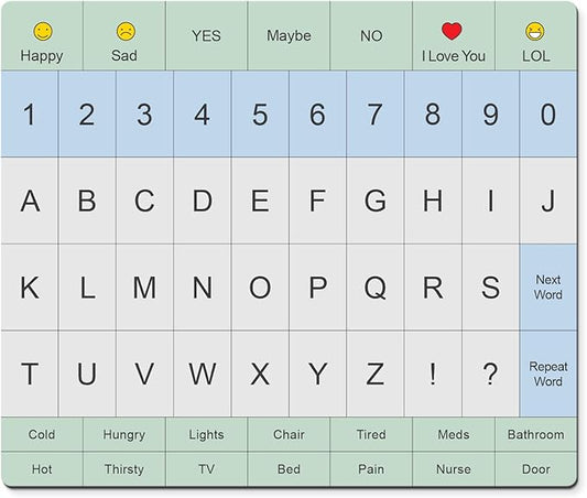 Communication Board For Adults- Non-Slip, Portable Letter Chart for Non-Verbal, Stroke Recovery, Effective Visual Aids for Non-Speaking Patients, Pain Scale, QWERTY or ABC (ABC)