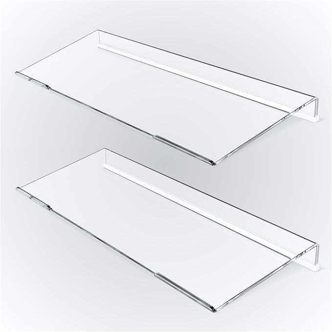 BEEGO Ergonomic Computer Keyboard Stand - 2PCS Clear Acrylic Keyboard Riser Tilted Keyboard Holder Keyboard Tray with White Non-Slip Strip for Easy Typing at Home School Office Desk Accessories