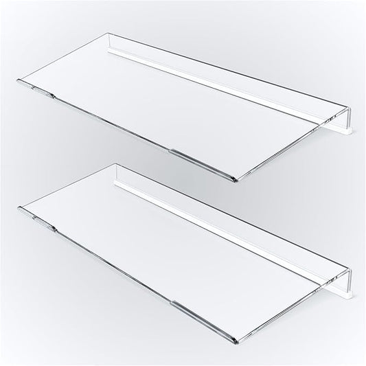 BEEGO Ergonomic Computer Keyboard Stand - 2PCS Clear Acrylic Keyboard Riser Tilted Keyboard Holder Keyboard Tray with White Non-Slip Strip for Easy Typing at Home School Office Desk Accessories
