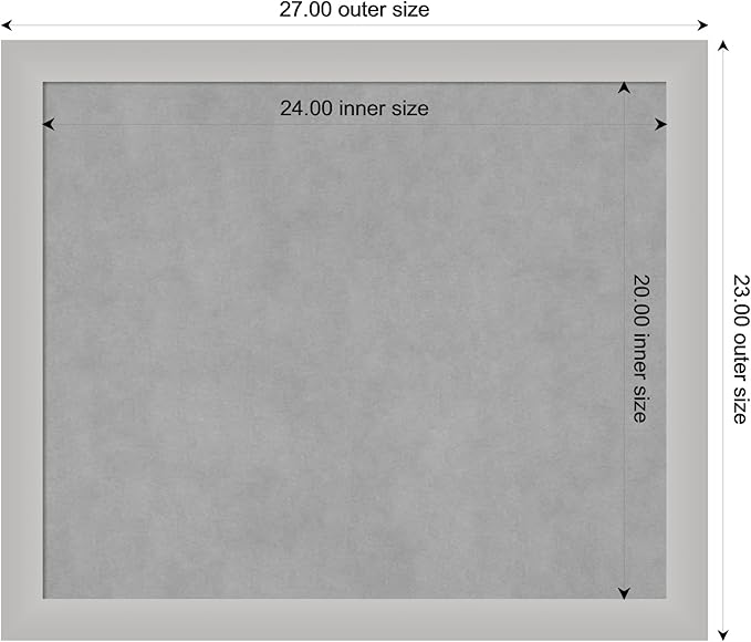 Amanti Art Silver Framed Magnetic Board 23x27 Medium Vision Board for use with Magnets, 100% Metal Sheet to Display Items as Office Decor or for Home Organization in mudroom, Kitchen or Kids Room