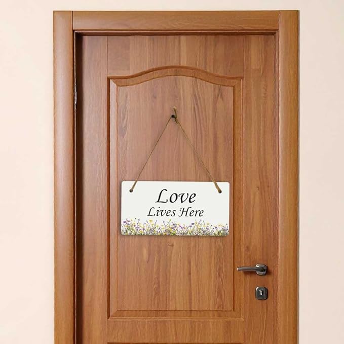 Signs ByLITA Wildflower Meadow Personalized Hanging Wall or Door Sign (5 x 10") | Custom Signage for Your Home & Business