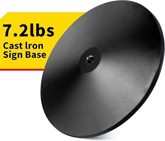 INNOVSIGN Heavy Duty Sign Base Cast Iron Sign Post with 12" Diameter Bottom Round Base, 48" Movable Sign Stand for Hanging Signs, 2PACK