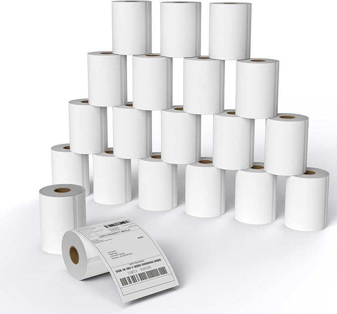 MFLABEL 4x6 Direct Thermal Shipping Labels - 24 Rolls, 220 Labels/Roll, Perforated Postage Paper with Alignment Hole, Compatible with 4XL LabelWriter 1744907 & 1755120, Rollo for USPS, UPS