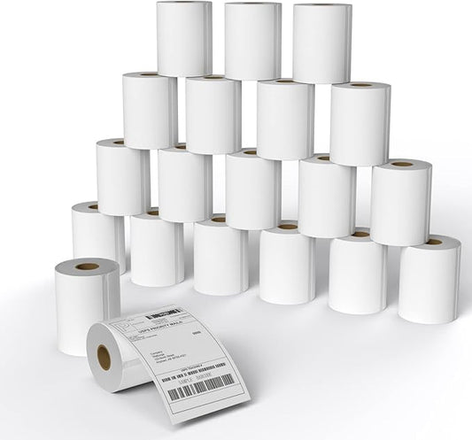MFLABEL 4x6 Direct Thermal Shipping Labels - 24 Rolls, 220 Labels/Roll, Perforated Postage Paper with Alignment Hole, Compatible with 4XL LabelWriter 1744907 & 1755120, Rollo for USPS, UPS