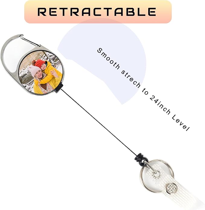 Personalized Retractable ID Badge Holder Clip, Customized Badge Reel with Key Ring Hook for Office Worker, Medical MD RN, Nurse, Doctor, Teacher, Student,1 to 100 Bluk Packs