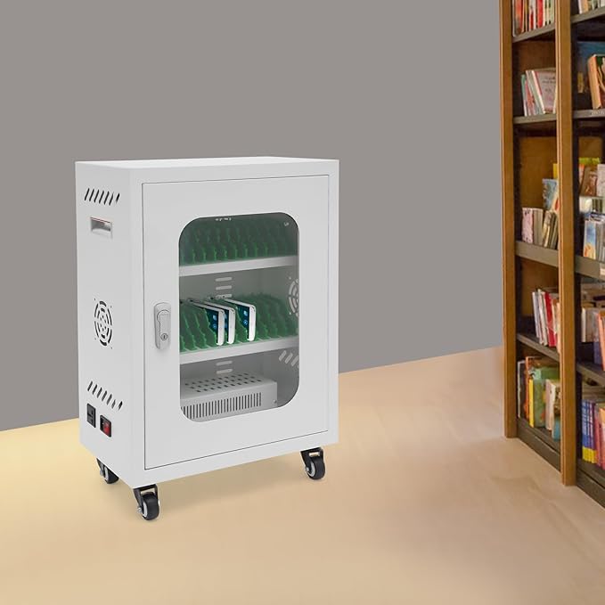 QUEWATSA Cell Phone Charging Station, 30-Device Rechargeable Mobile Phones Charging Cabinet, Locking and Charging Phone Storage Box, Mobile Charging Cart, Lockable Device Charging Locker