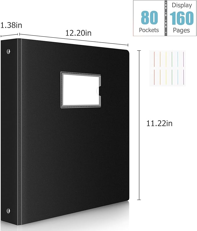 Uquelic 80-Pocket Binder with Plastic Sleeves, High-Capacity Document Organizer and Presentation Book for Artwork, Clear Sheet Protectors, Display 160 Pages (Macaron 80 Pockets)