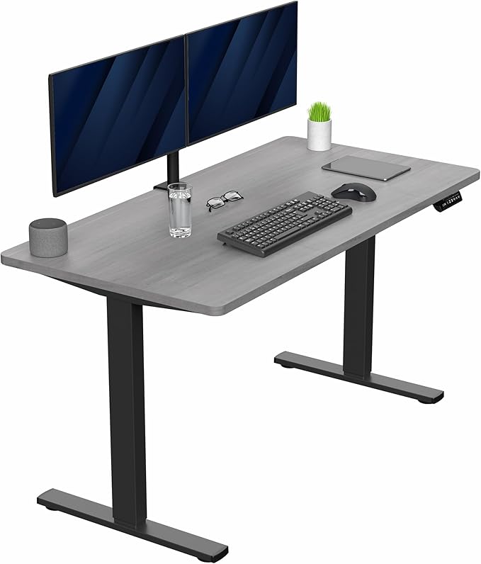 VIVO Electric 55 x 28 in Standing Desk, Memory Height Adjustment, 1B Series, Holds 220 lbs, One-Piece Dark Gray Top, Black Frame, DESK-KIT-1B55G
