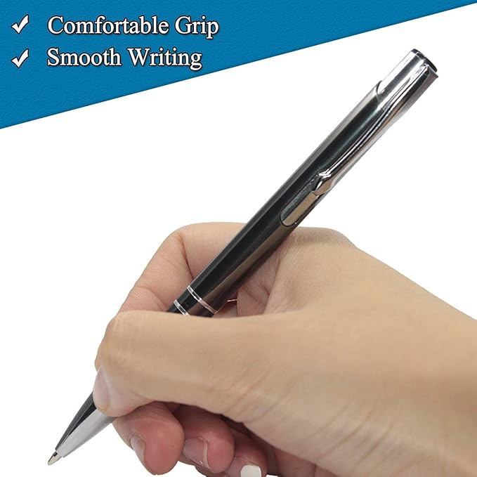 HH-STUDIO CUSTOM 50 Promotional Metal Ballpoint Pen Engraved With Your Logo Company Info or Message