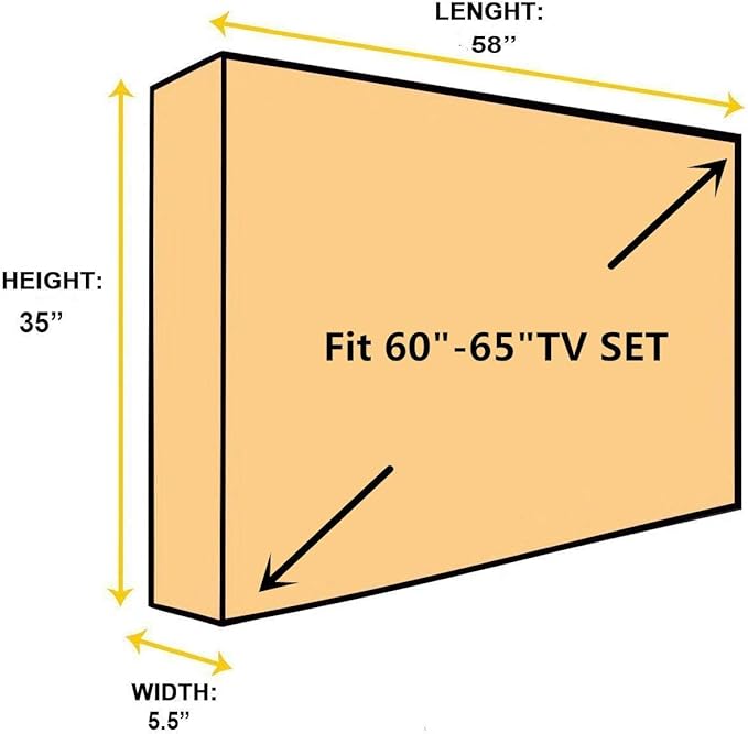 BroilPro Accessories Outdoor 60"-65" TV Set Cover,Scratch Resistant Liner Protect LED Screen Best-Compatible with Standard Mounts and Stands (Black)