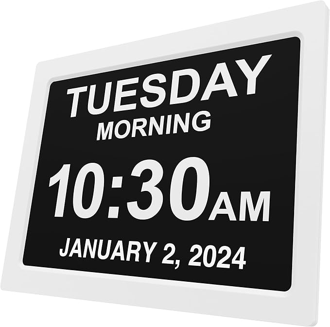 American Lifetime New 2026 Dementia Clock Large for Seniors, Digital Clock Large Display with Custom Alarms, Clock with Day & Date for Elderly, Number Digital Clock 12 Inches White