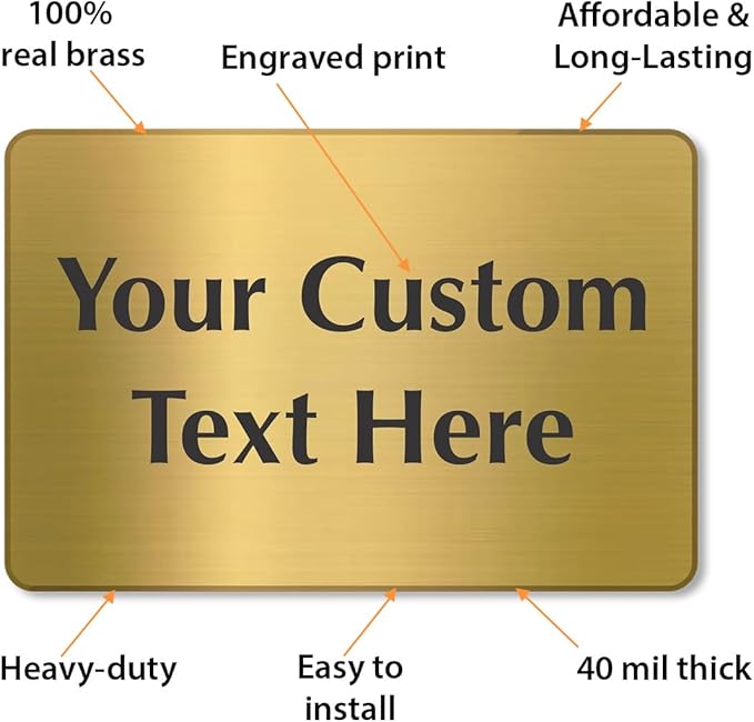 SmartSign Custom Brass Sign - 4" x 6", 40 mil REAL Bugle Brass Metal, Personalized Name Door Sign, Heavy-Duty Premium Engraved Door/Wall Mount Plaque for Business/Office, Gold and Black