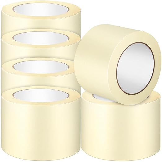 Fainne Masking Tape Bulk General Purpose Masking Painting Tape 55 Yards for Painting Home Office School Stationery Arts Crafts Basic Use, Easy Removal(6 Rolls,3 Inch)