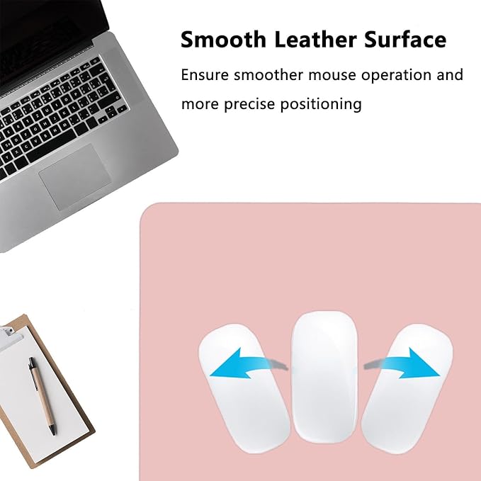 PU Leather Desk Pad Protector Gaming Mouse Pad Non Slip Desk Mat for Keyboard and Mouse Waterproof Desk Writing Pad for Office and Home Desk Accessories(Pink, 35.4 * 17.7)
