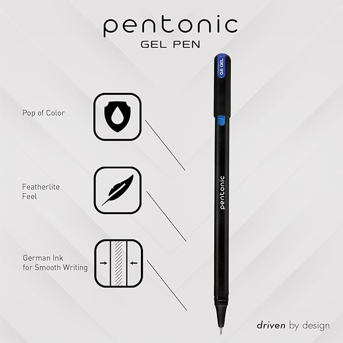 Pentonic Gel Pens, 24 Count, Mixed Pack (12 Assorted Color Pens, 12 Glitter Pens), Medium & Fine Point, Smooth Writing For Journaling (1002355)