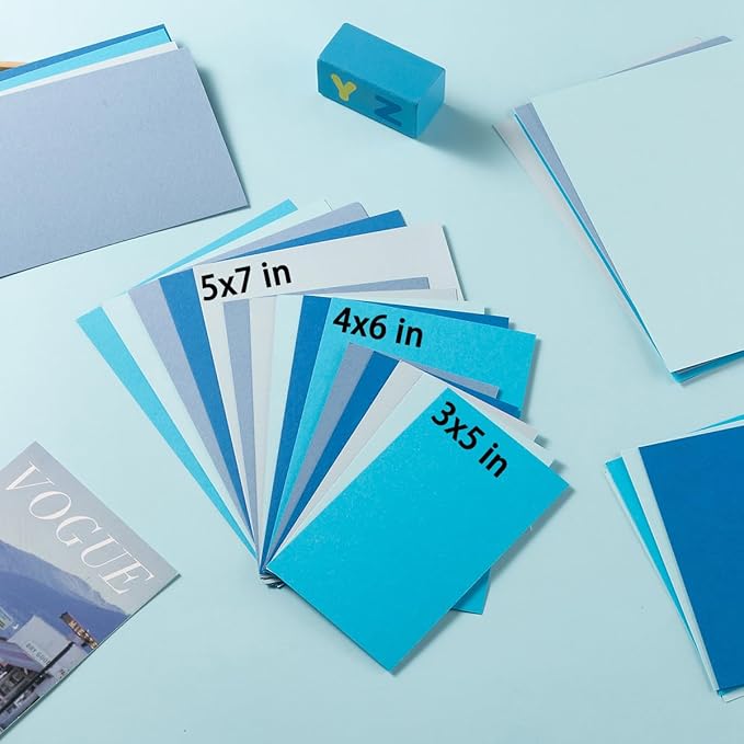 50 Sheets 4x6 Colored Cardstock Paper 5 Colors Blank Flash Cards, 250 GSM Heavy Card for DIY Art Projects, Cards (5 Blue)