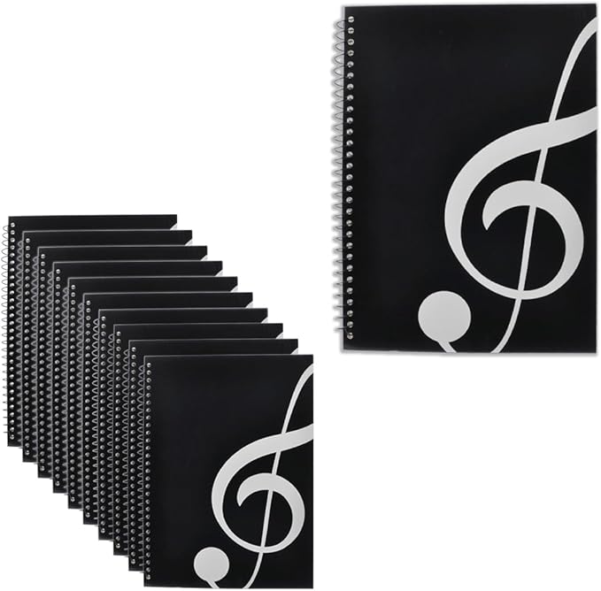 10 Pcs Music Notebook,Music Staff Notebook,50 Sheets/100 Pages Blank Sheet Music Notebook,Music Manuscript Paper,Manuscript Paper Notebook,Spiral NotebookMusic Writing Composition Notebook(10 Pcs Music Note Black)