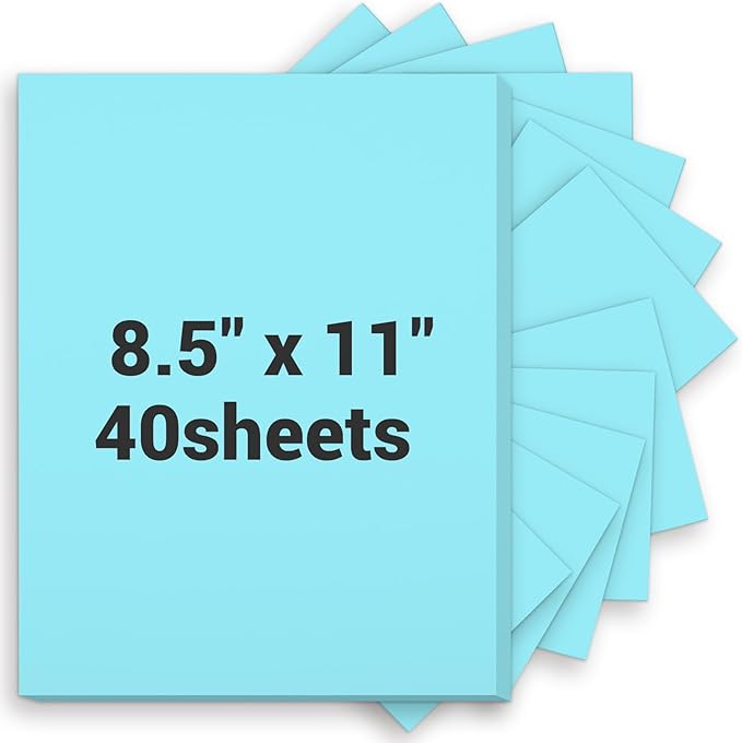 Cardstock 8.5 x 11, Thick Printer Paper 75 lb/200 gsm, 40 Sheets Card Stock Blue, Heavy Card stock, Art CardStock Paper for Invitations, Diy Cards, Business Cards, Menus, Crafts, Drawing etc