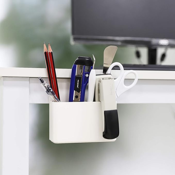 MoKo Pack of 2 Magnetic Dry Erase Marker Holder, Pen Pencil Holder Storage Organizer for Whiteboard, Refrigerator and Other Magnetic Surfaces, White