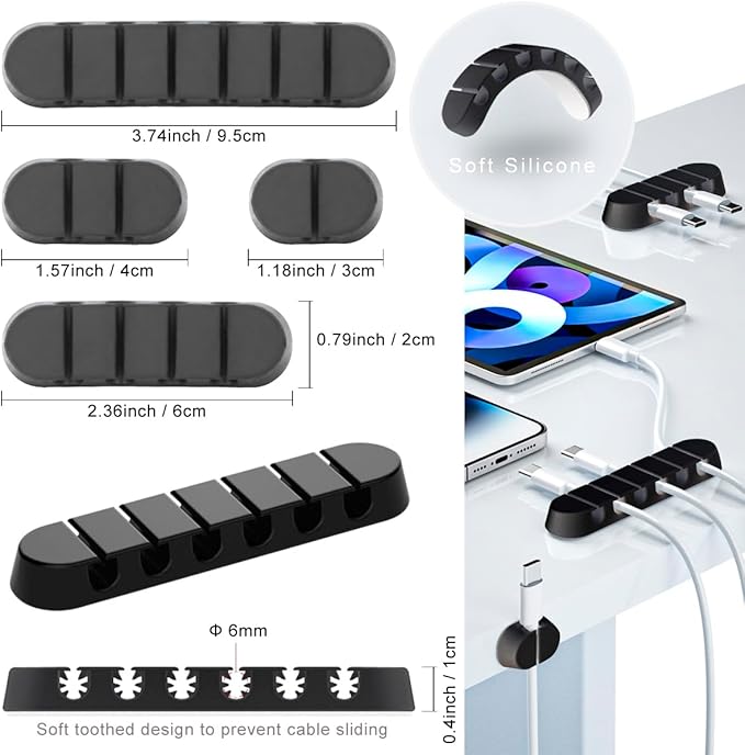 ZIIYAN 163 PCS Cable Management Kit, 3 Wire Organizer Sleeve, 8 Self Adhesive Cable Holder, 25 Cord Clips, 20+2 Roll Reusable Cable Straps and 100 Fastening Cable Ties for Computer TV Under Desk
