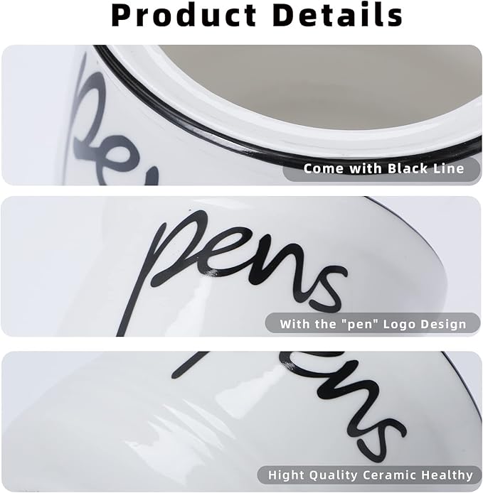 ONTUBE Porcelain Pens Holder Stand,Ceramic Pencils Holder (White)