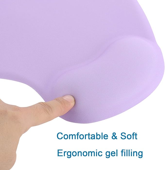 xinidc Ergonomic Computer Mouse Pad with Wrist Rest Support, Pain Relief Mouse Pad with Non-Slip PU Base for Home Office Working Studying (Purple)