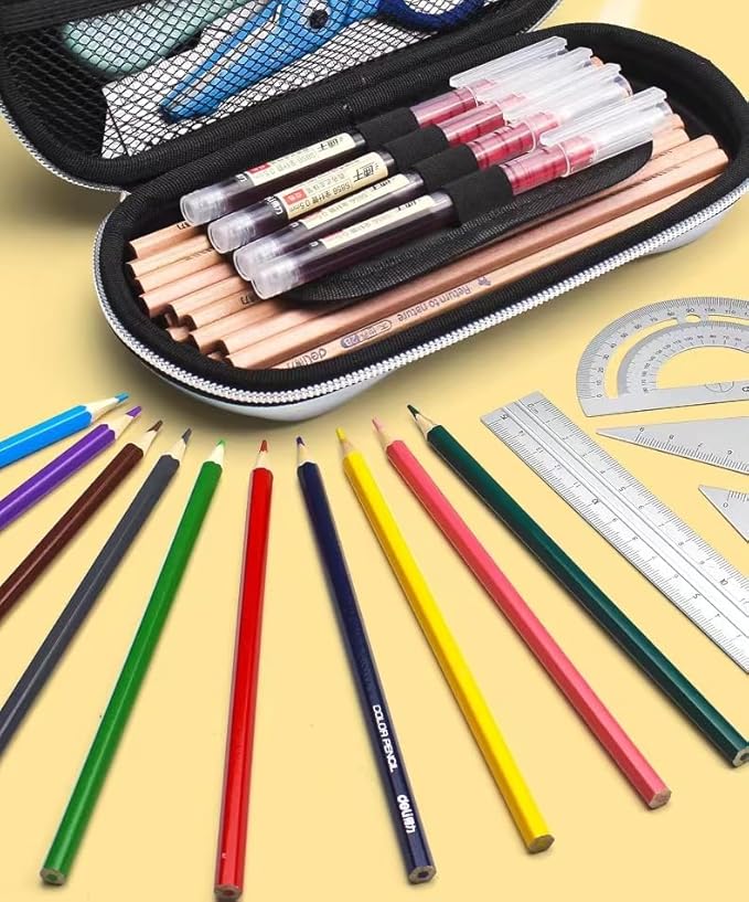 XZR Supercar Pen Case Box Bag Stocking Stuffers Large Capacity Organizer Cool Supercar Pencil Bag Storage Box EVA Material Nice Gift (Silver)