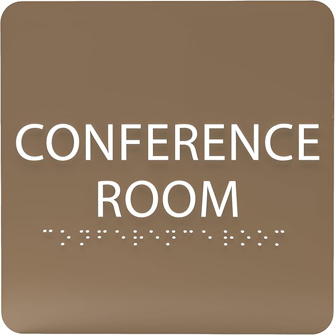 ADA CENTRAL SIGNS - 6" X6" Conference Room Sign- ADA Compliant Tactile Graphics Grade 2 Braille Text Acrylic Wall Signs - Authorized Personnel Only, Meeting Privacy Door Sign for Schools, and Offices