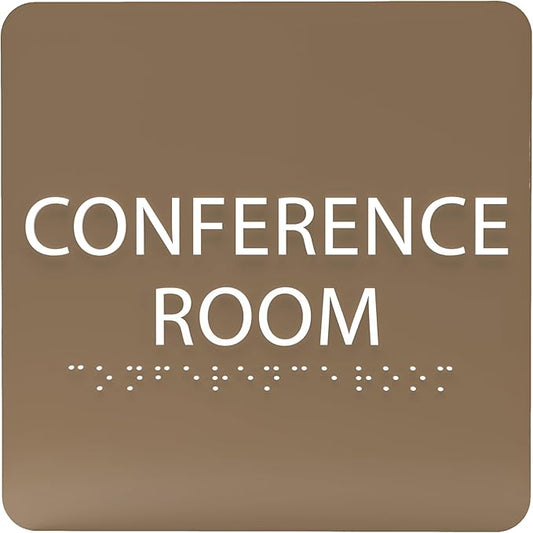 ADA CENTRAL SIGNS - 6" X6" Conference Room Sign- ADA Compliant Tactile Graphics Grade 2 Braille Text Acrylic Wall Signs - Authorized Personnel Only, Meeting Privacy Door Sign for Schools, and Offices