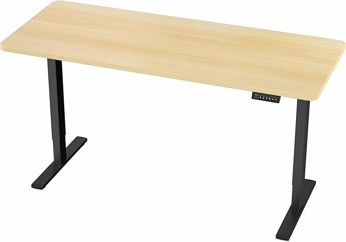 VIVO Electric 60 x 24 in Standing Desk, Memory Height Adjustment, 1B Series, Holds 220 lbs, One-Piece Light Wood Top, Black Frame, DESK-KIT-1B6C