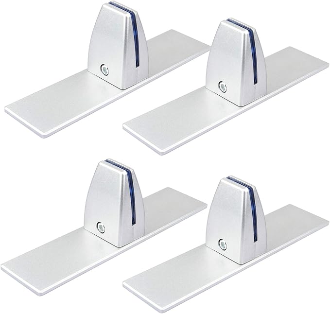 4 Pack T Shaped Office Desk Partition Clamp, Aluminum Sneeze Guard Bracket Support, Silver