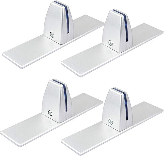 4 Pack T Shaped Office Desk Partition Clamp, Aluminum Sneeze Guard Bracket Support, Silver