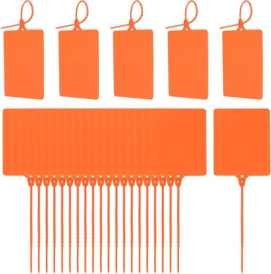 MECCANIXITY Plastic Seals Shipping Tags, for Basket Labels Cable Labels Tags Product Identification Tags, Logistics Marking, Outdoor Tagging, 3.1x3.9 Inch Orange 100Packs
