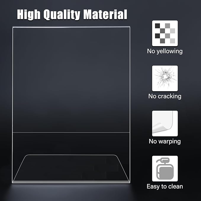 xydstay 3 pack 8.5x11 Acrylic Sign Holder for Picture Frames, L Shape Clear Plastic, Plastic Sign Holder,Menu Holder, Unbreakable Table Sign Holder for Restaurant, Office, School, Store and Home Use
