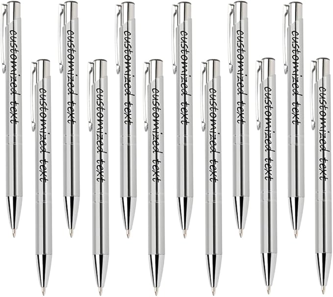 Yucold Customized ballpoint pens in bulk, personalized ballpoint pens with free engraving, for use in companies, enterprises, graduation anniversaries (Silver,130)