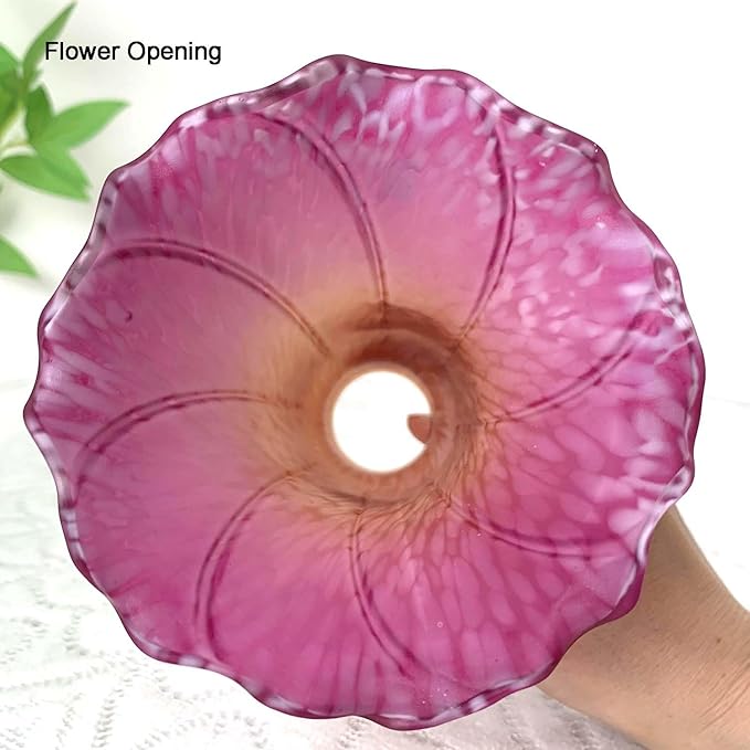 Bieye LS21 Lily Flower Blown Glass Lampshade (Orange Purple, Opening I.D. 1.26" x O.D. 1.5")