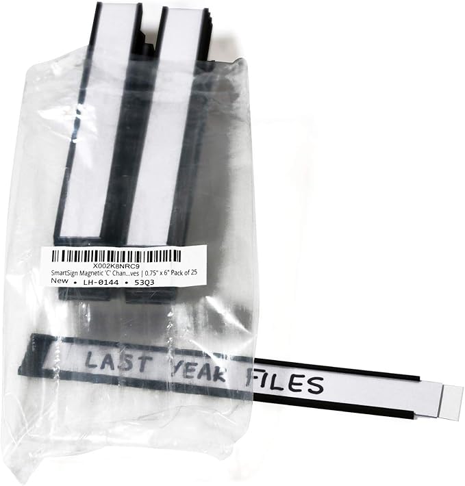 SmartSign Magnetic 'C' Channel Label Holders for Metal Racks and Shelves | 0.75" x 6" Pack of 25