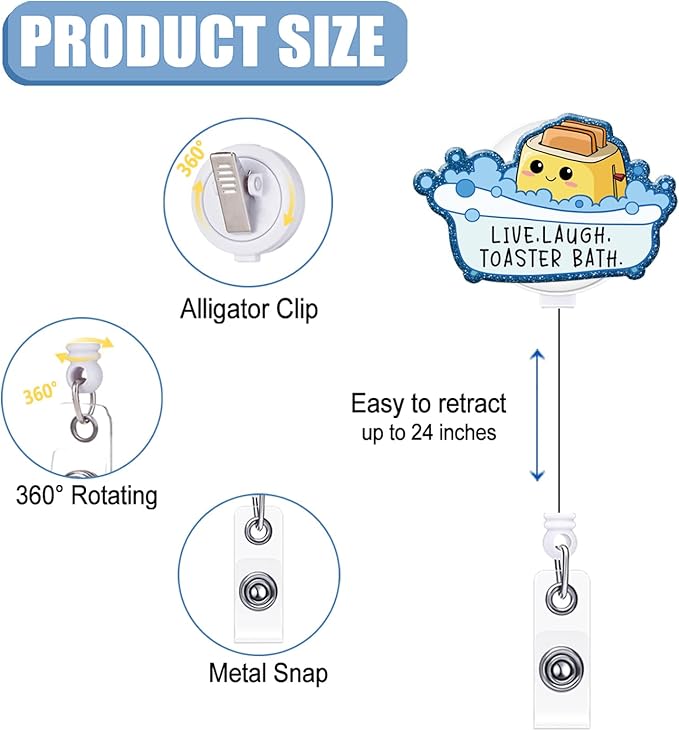 Generic Retractable Badge Holder with ID Clip - Acrylic Badge Accessory for Nurses, Office Workers, Teachers & Students