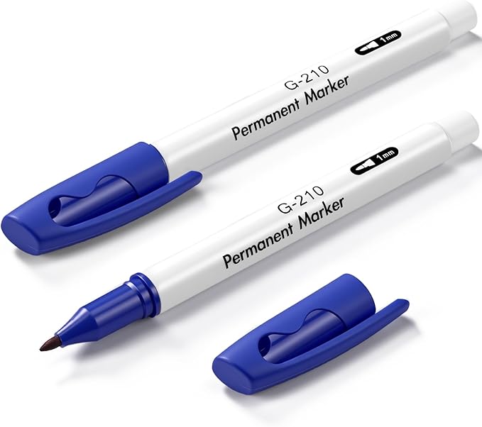 Janlaugh 2 Pcs Freezer Permanent Markers Waterproof Fast Drying Labels 1.0mm Chisel Fine Point Tips Food & Fridge Labels Markers Pen (Blue)