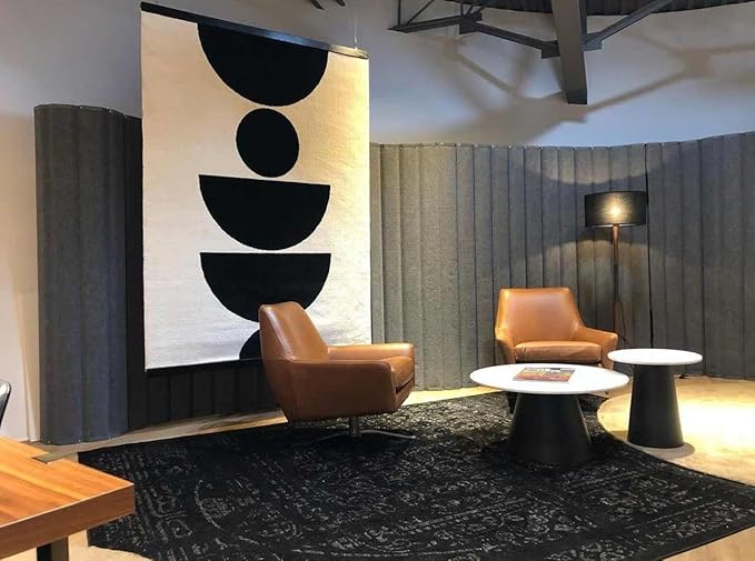 Versare VersiPanel Acoustical Partition Wall - Sound Panel Classroom Office Room Divider, Flexible Arrangement, Easy Roll-up Storage (Black, 8' Wide x 6'6" Tall)