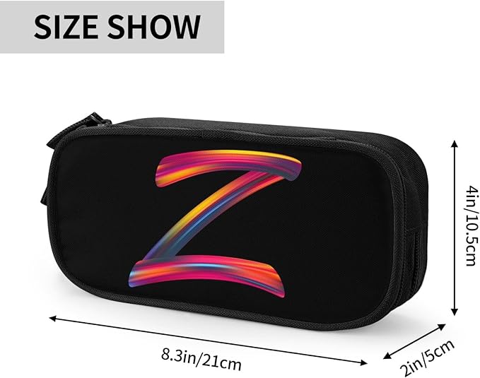 Pazacon Cute Initial Pencil Case for Kids Students, Large Capacity Pencil Pouch for Boys Girls, Letter Design Pencil Box Pen Bag Office Stationery Organizer, Rainbow Letter Z