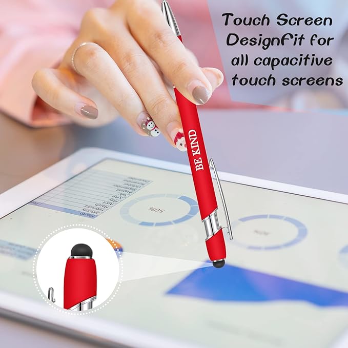 Zonon 12 Pcs Inspirational Pens Bulk Funny Ballpoint Pen with Stylus Tip Motivational Gifts for Valentine's Day Teacher Coworkers Nurse School Office Supplies(Rainbow Colors,Classic Style)