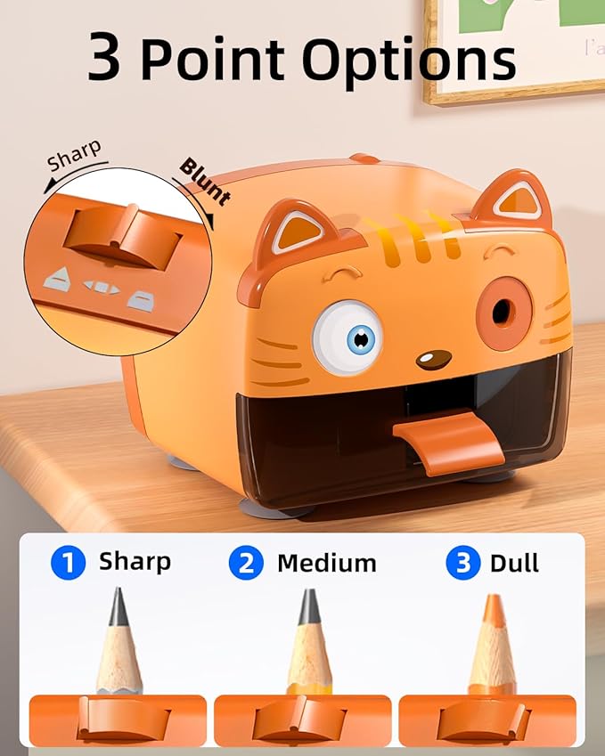 ZMOL Heavy Duty Electric Pencil Sharpener for Classroom,Cute Pencil Sharpener Plug in for Kids,Auto-Stop Pencil Sharpeners Plug in for No.2 / Colored Pencil