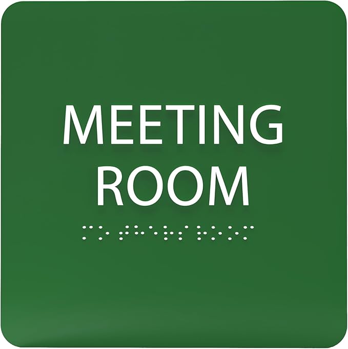 ADA CENTRAL SIGNS - 6" X6" Meeting Room Sign - ADA Compliant Tactile Graphics Grade 2 Braille Text Acrylic Wall Sign - Privacy Interview Room Name Door Sign for Schools Hospitals Offices & Apartments