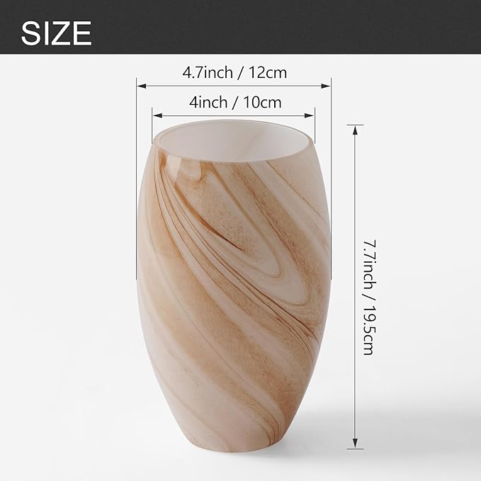 Fixture Replacement Globe Shade,Lampshade for E26 Base 1-5/8 Inch Fitter, Color Art Glass Oval Lampshade Cover for Pendant Kitchen Wall Sconce Chandelier Vanity Light (3, Brown and White)
