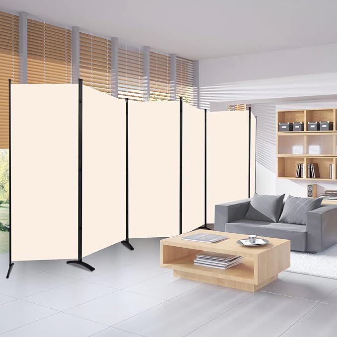 Room Divider 6FT Folding Privacy Screens, 6 Panel Partition Room Dividers w/Freestanding Design, Portable Wall Divider for Room Separtation, Fabric Screen Panel for Home Office Bedroom Dorm