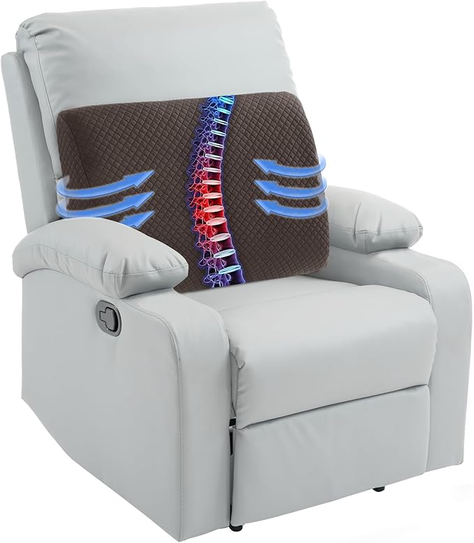 HOMBYS Lumbar Support Pillow for Recliner Chair, Memory Foam Back Support Cushion for Elderly,Extra Large Lumbar Support Pillow,Thick Backrest for Home Reading (Dark Coffee, 20“x13.5"x5")